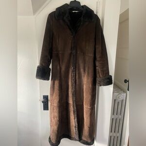 Marvin Richards Brown Suede Faux Fur Long Coat Size Medium